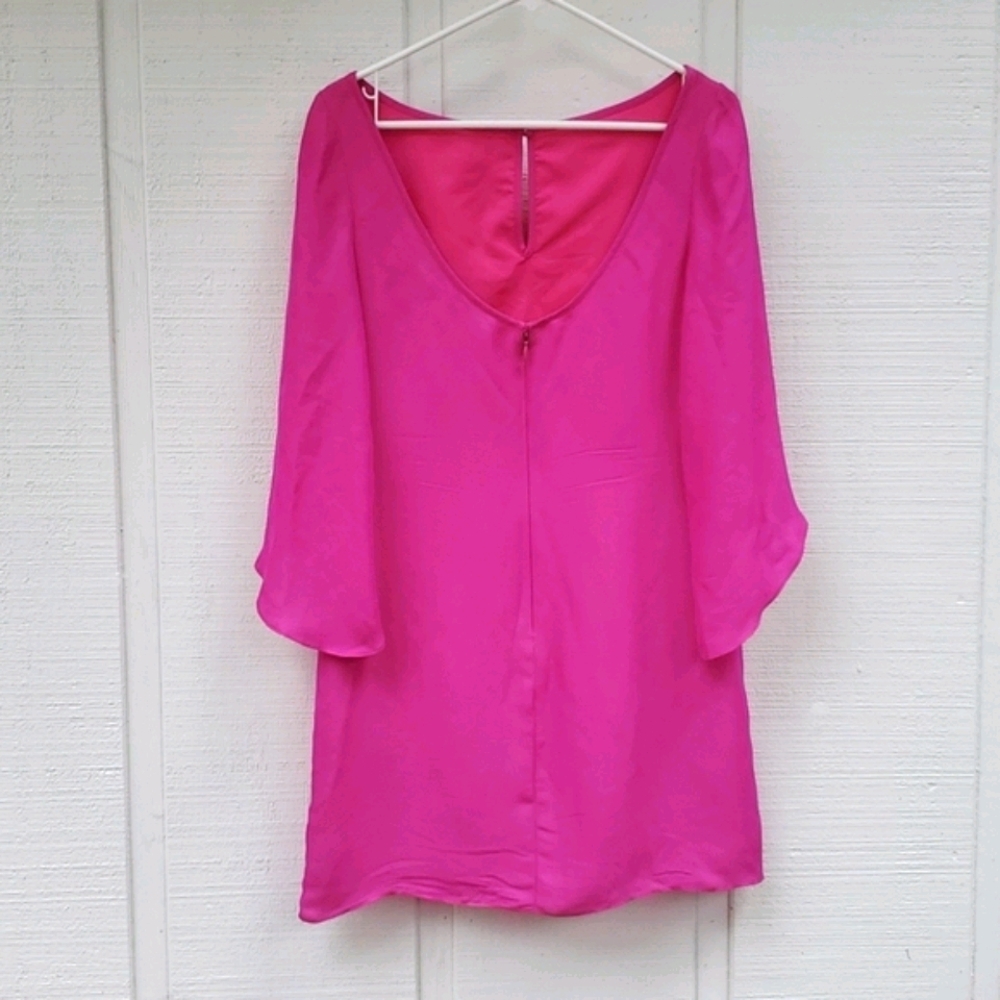 Milly Fushia Silk Crepe Short Dress - Picture 4 of 9